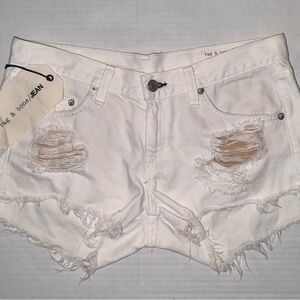 rag & bone White Distressed Frayed Hem Denim Shorts NWT